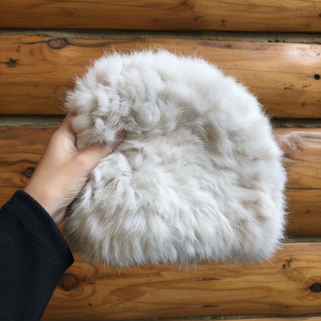 Faux Fur Beanie Snow Cap — Colorado Cabin Background