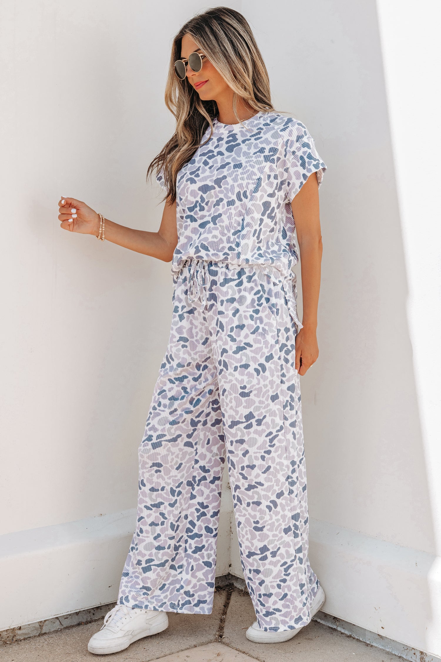 Camo Twisted Rib Tee & Drawstring Pants Set