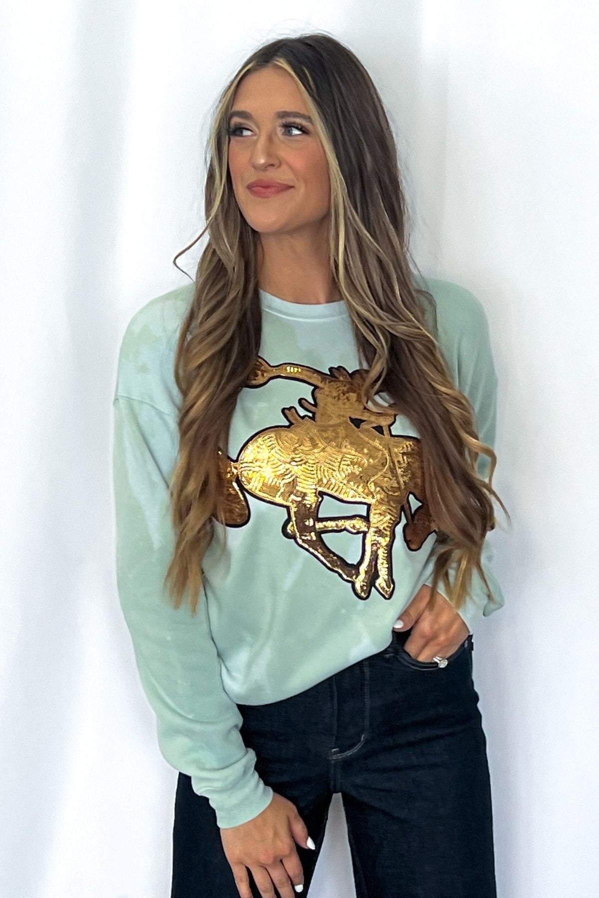 Gold Sequin Horse Sweatshirt