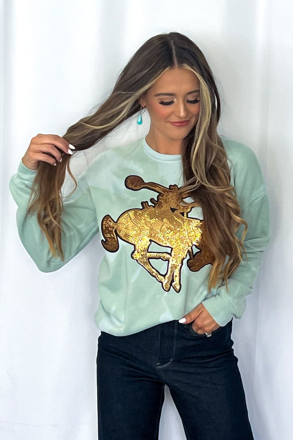 Gold Sequin Horse Sweatshirt