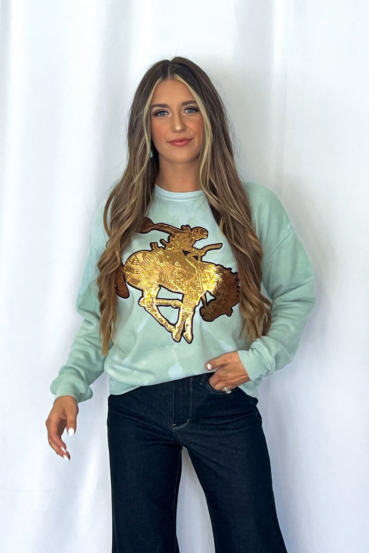 Gold Sequin Horse Sweatshirt
