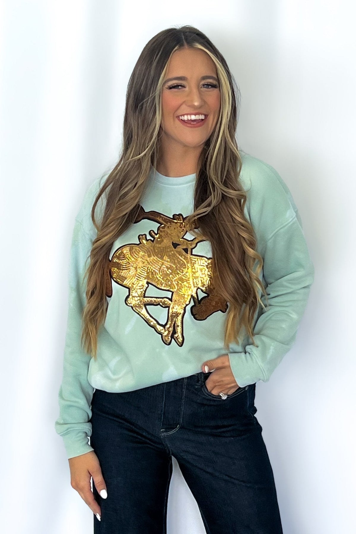 Gold Sequin Horse Sweatshirt