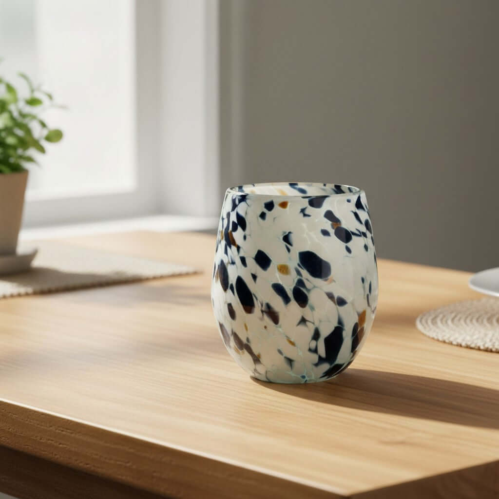 Blue Mocha Speckle Wine Glass