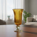 Amber Hand-Blown Mexican Sundae Glass – Rustic Ribbed Design