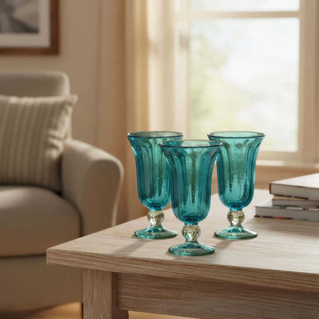 Aqua Teal Sundae Glass