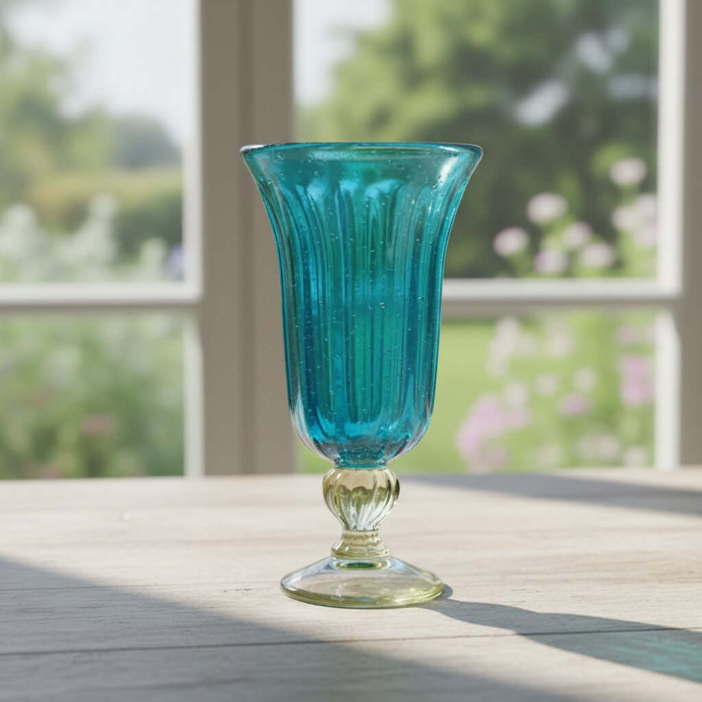 Aqua Teal Sundae Glass