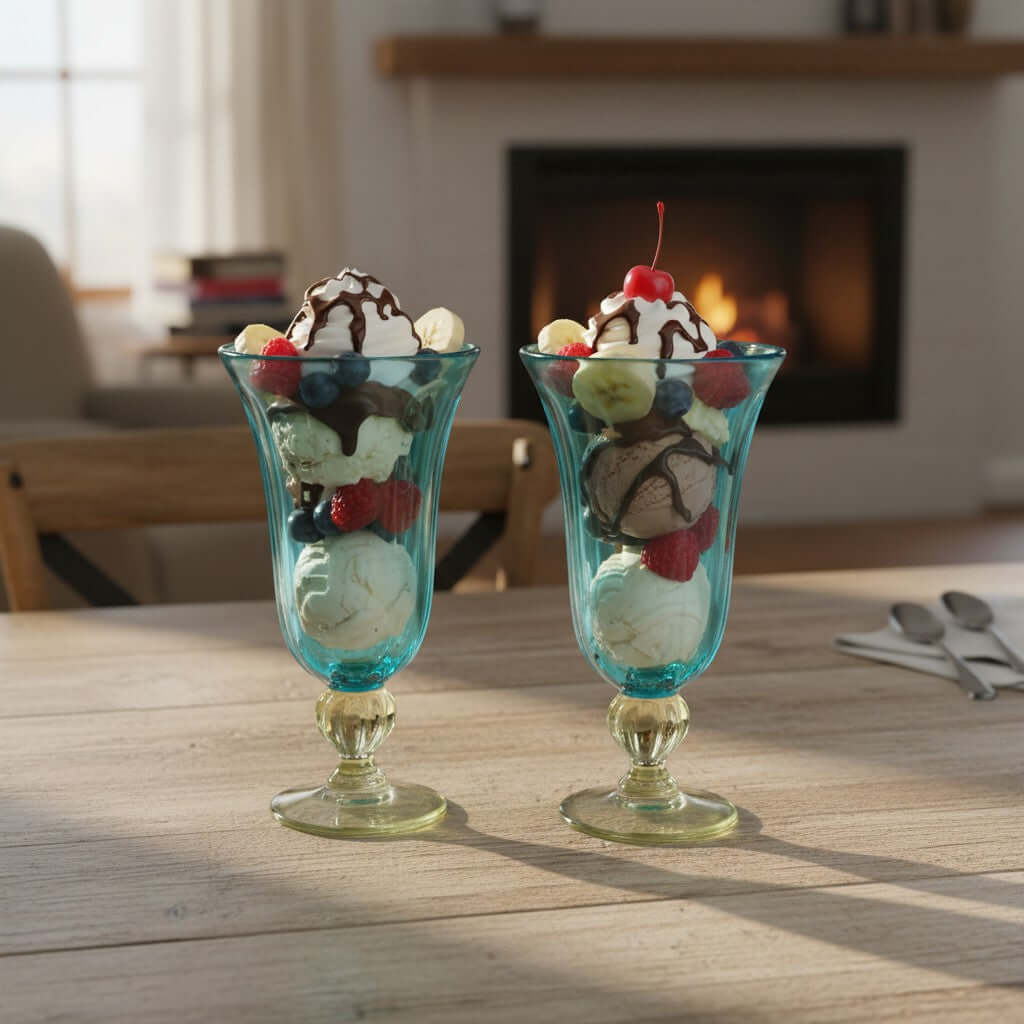 Aqua Teal Sundae Glass