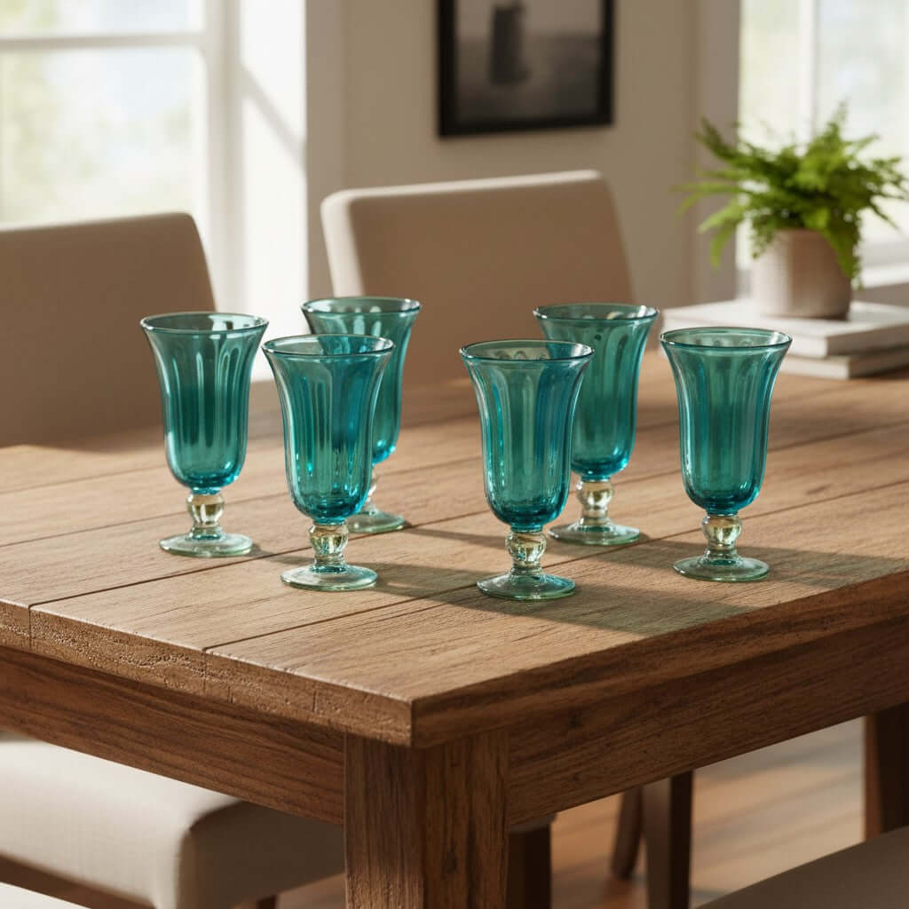 Aqua Teal Sundae Glass