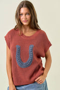 Women's Horseshoe Short Sleeve Sweater