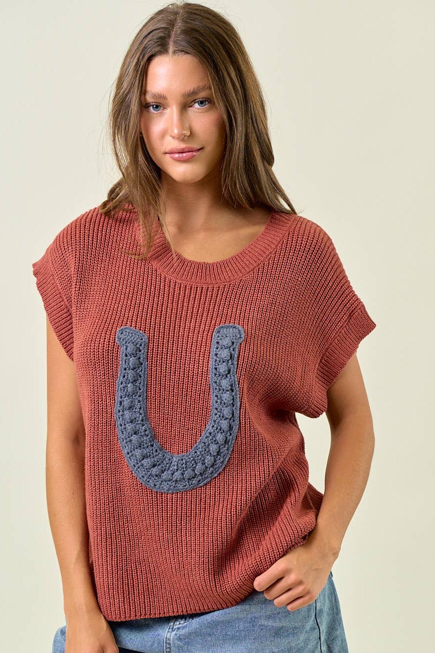 Women's Horseshoe Short Sleeve Sweater