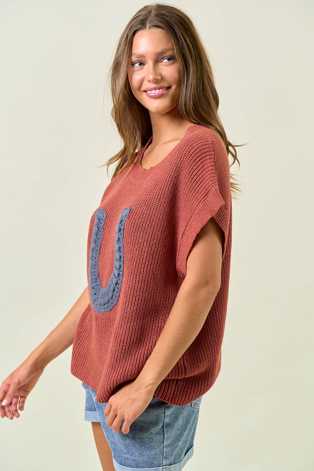 Women's Horseshoe Short Sleeve Sweater