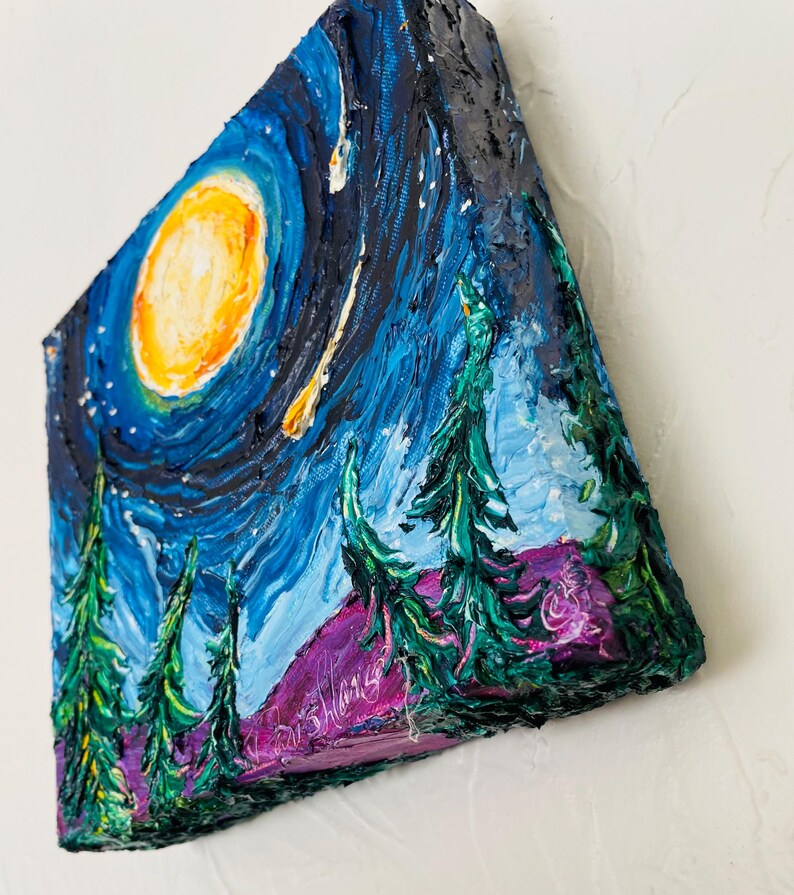 Full Moon Mountain Original Oil Painting