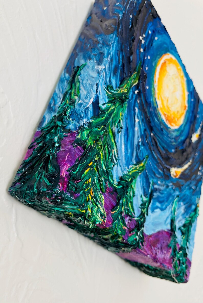 Full Moon Mountain Original Oil Painting