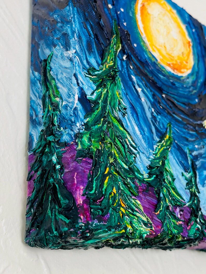 Full Moon Mountain Original Oil Painting