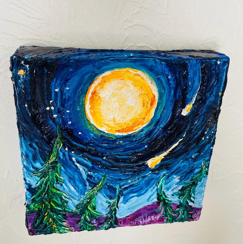Full Moon Mountain Original Oil Painting