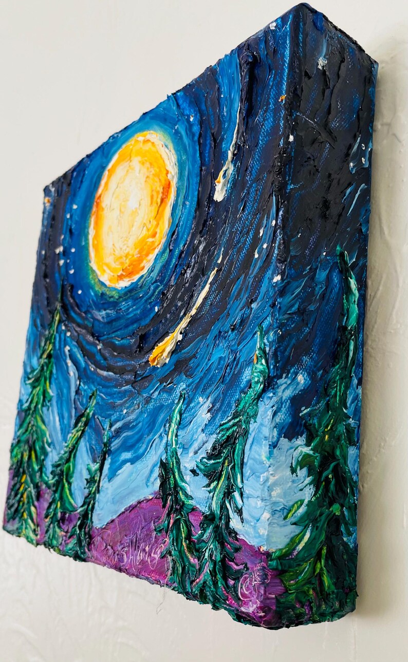 Full Moon Mountain Original Oil Painting