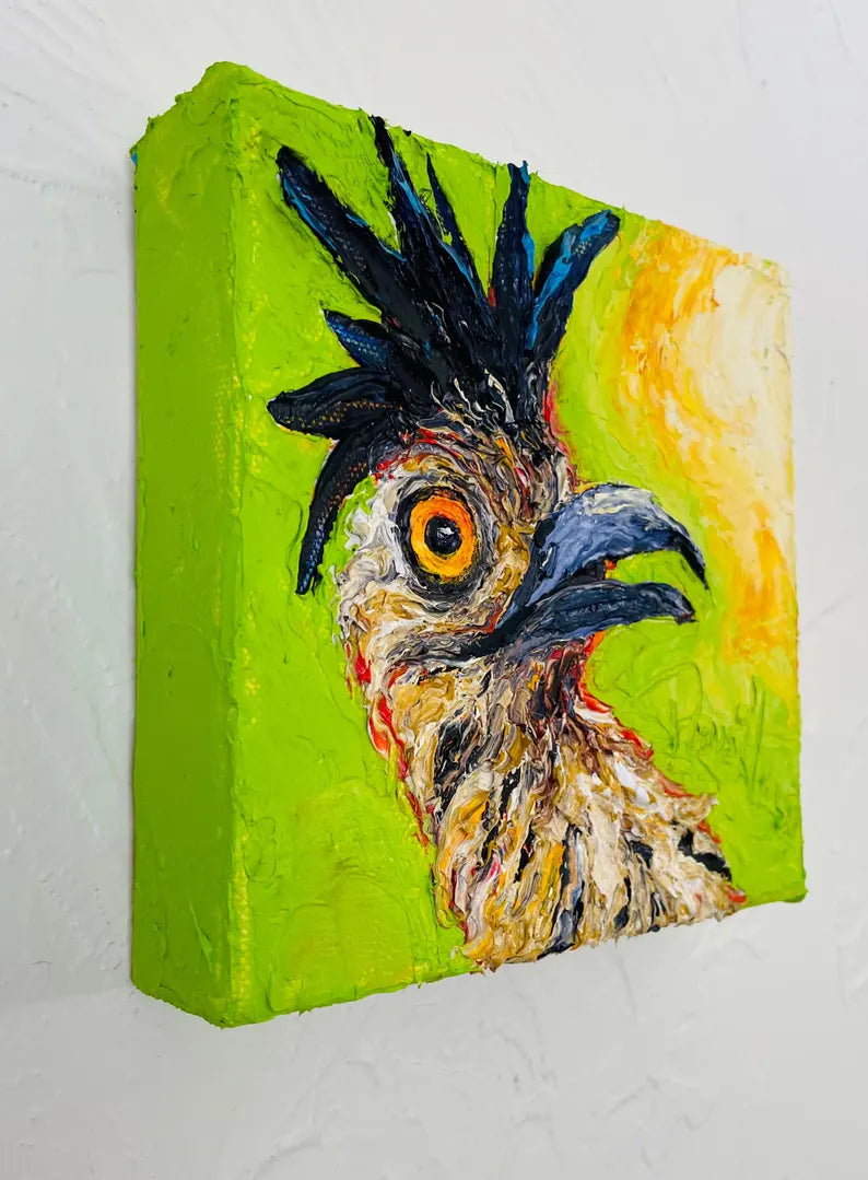 Roadrunner Hen Original Oil Painting