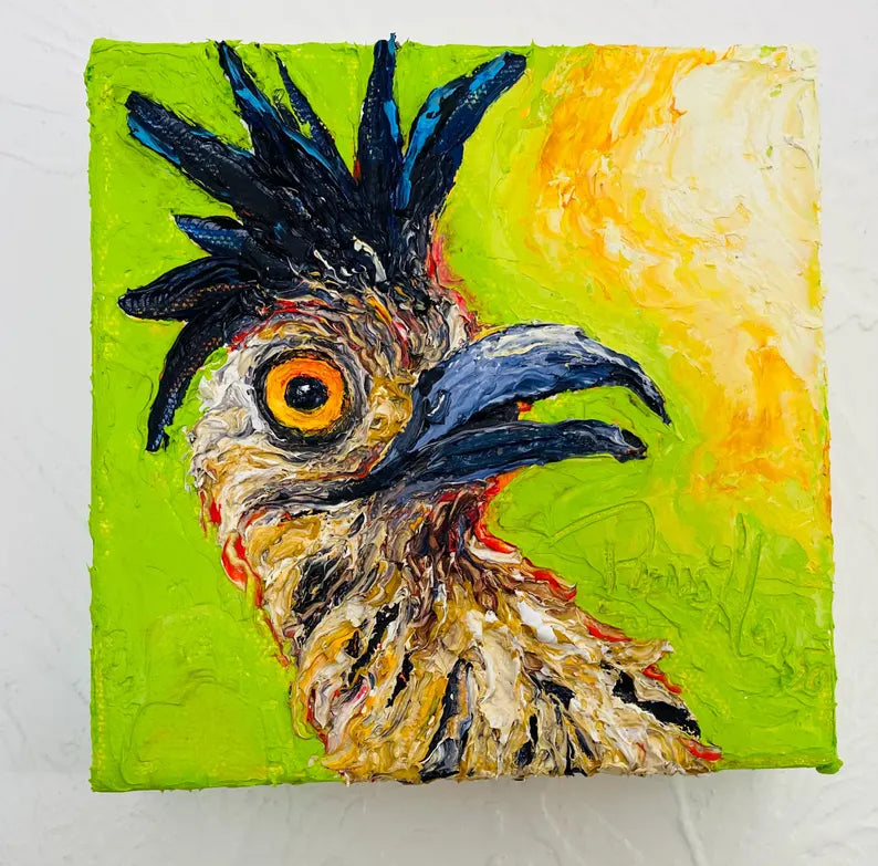 Roadrunner Hen Original Oil Painting
