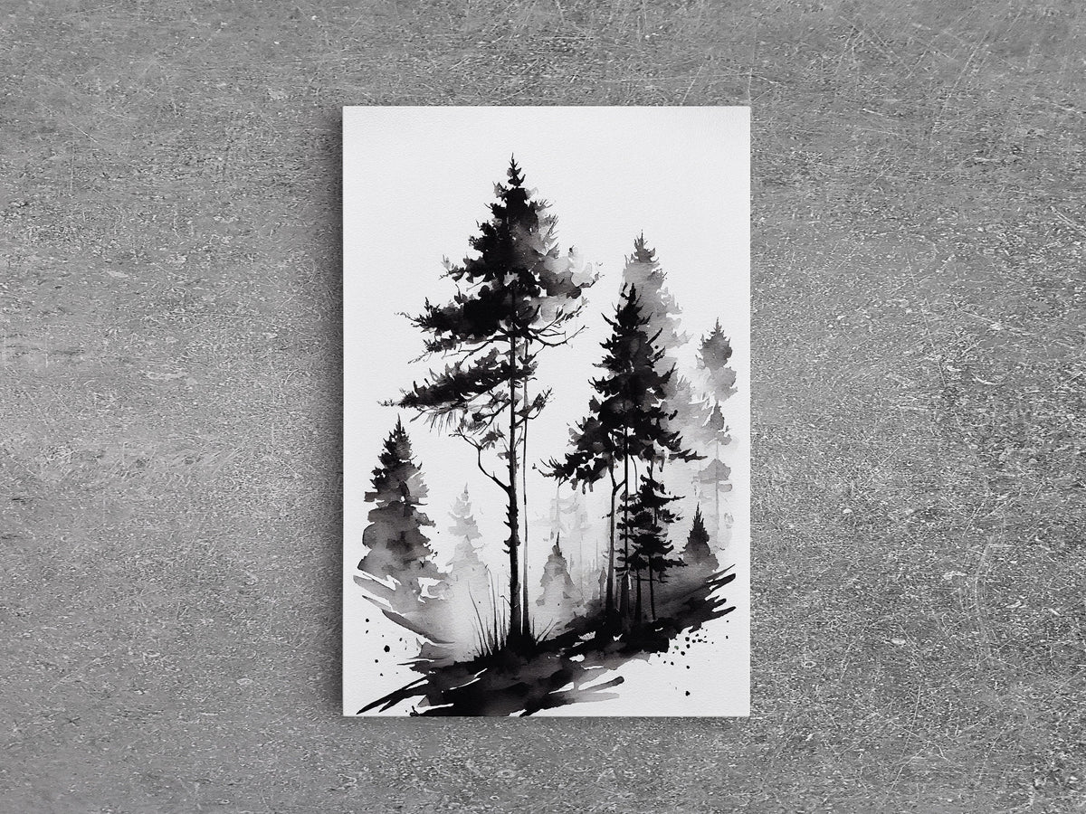 Black & White Pine Forest Canvas