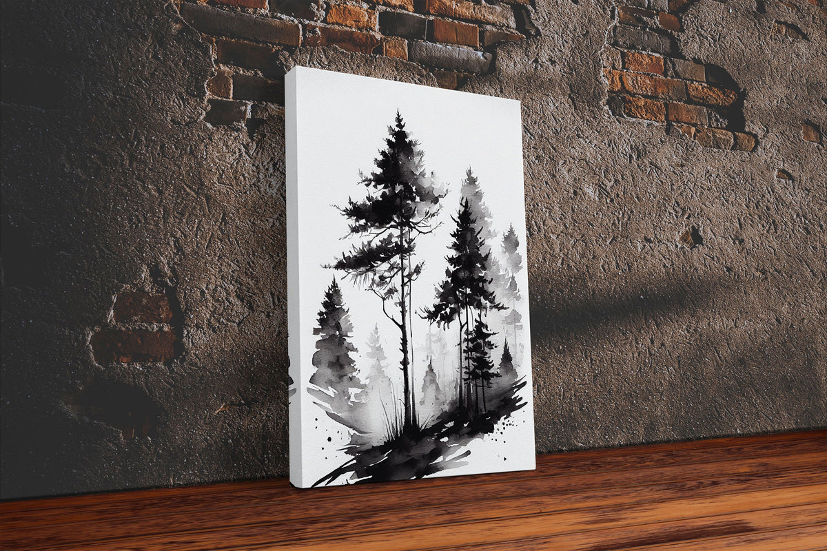 Black & White Pine Forest Canvas