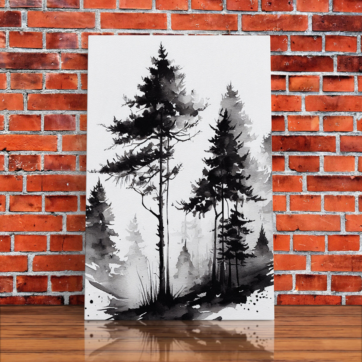 Black & White Pine Forest Canvas