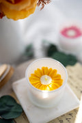 Daisy flower candle, Soy candle, flower candle favor,White Jars Candle