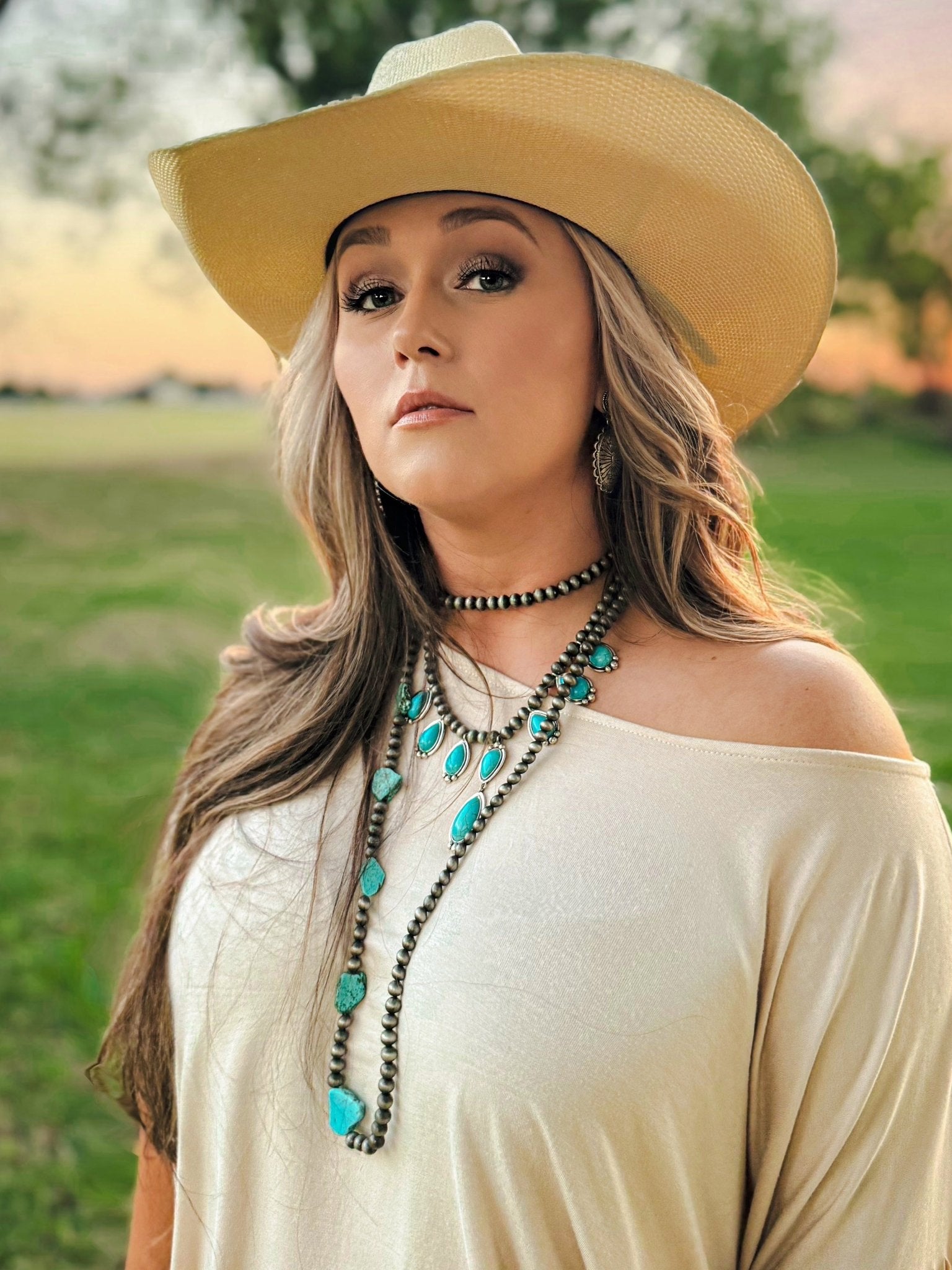 Turquoise Teardrop & Pearl Necklace