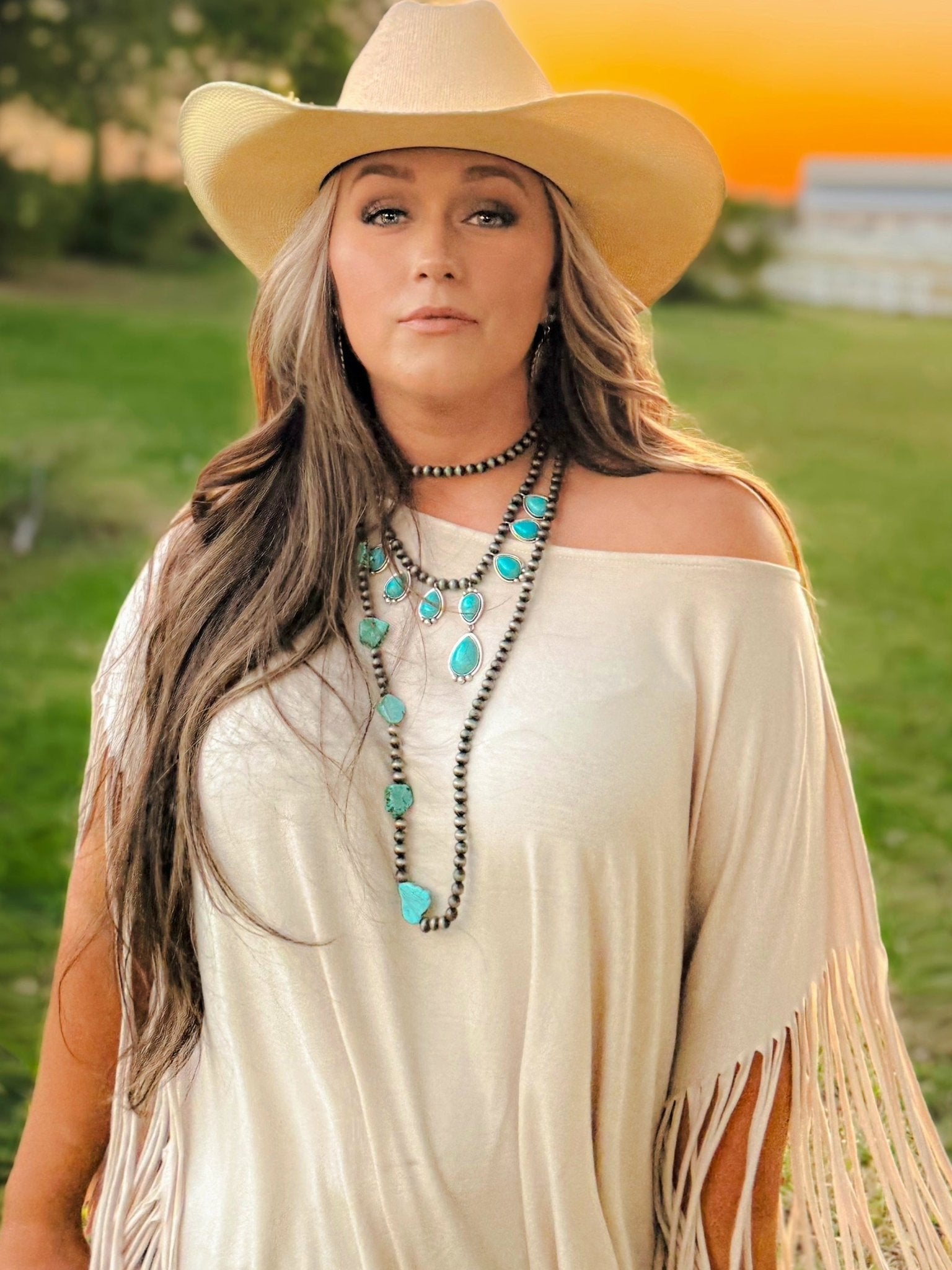 Turquoise Teardrop & Pearl Necklace