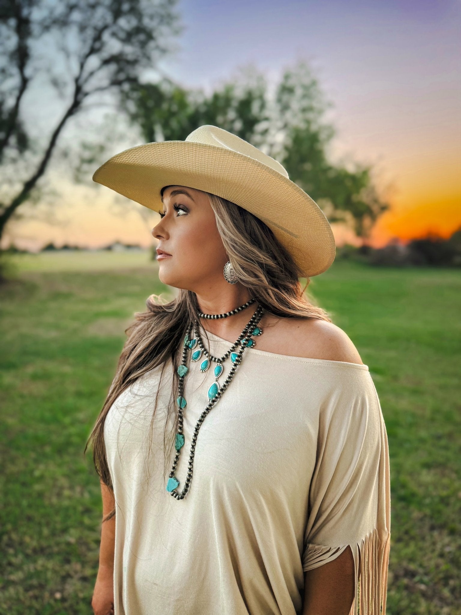 Turquoise Teardrop & Pearl Necklace