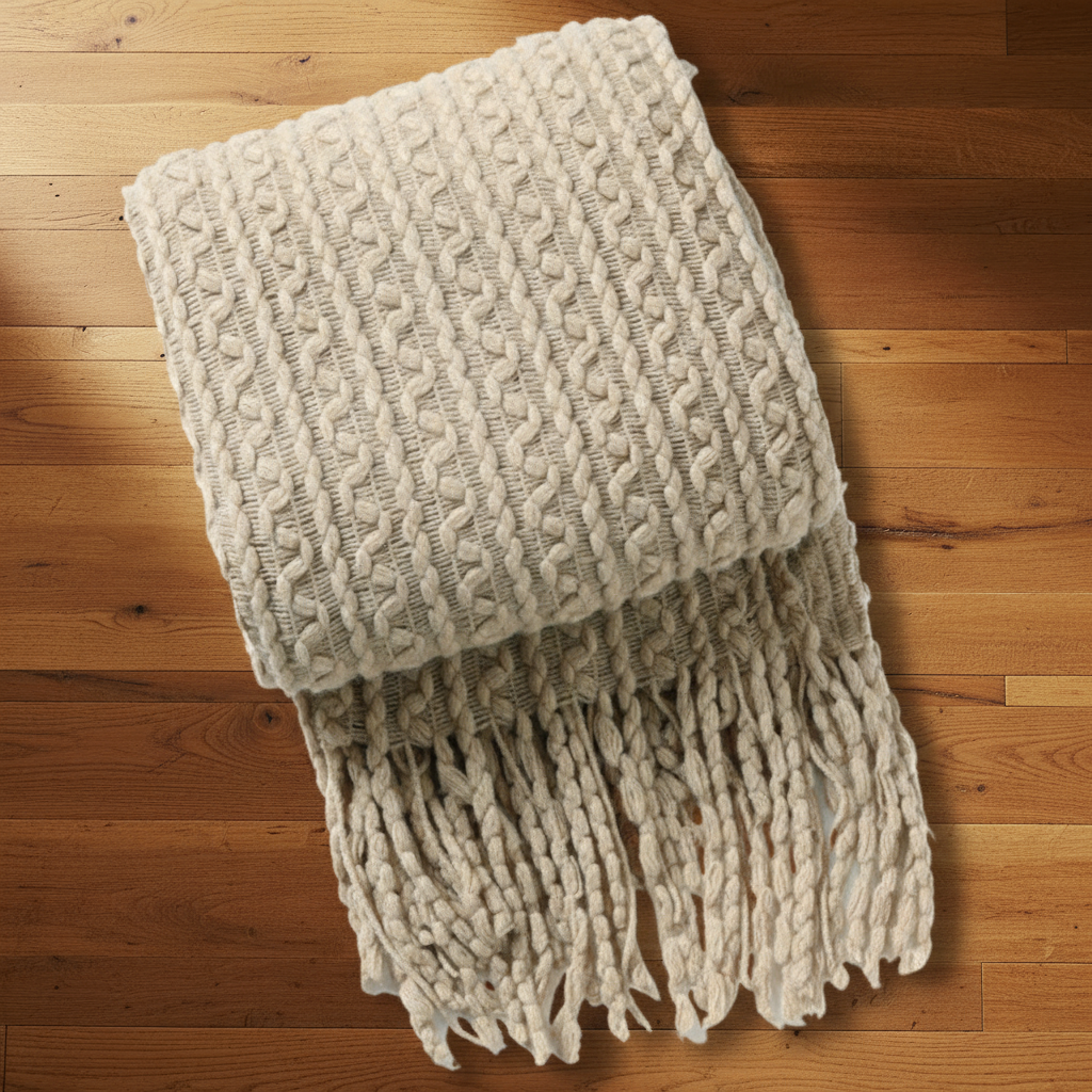 Meadow Beige Tassel Throw – Colorado Wood Floor