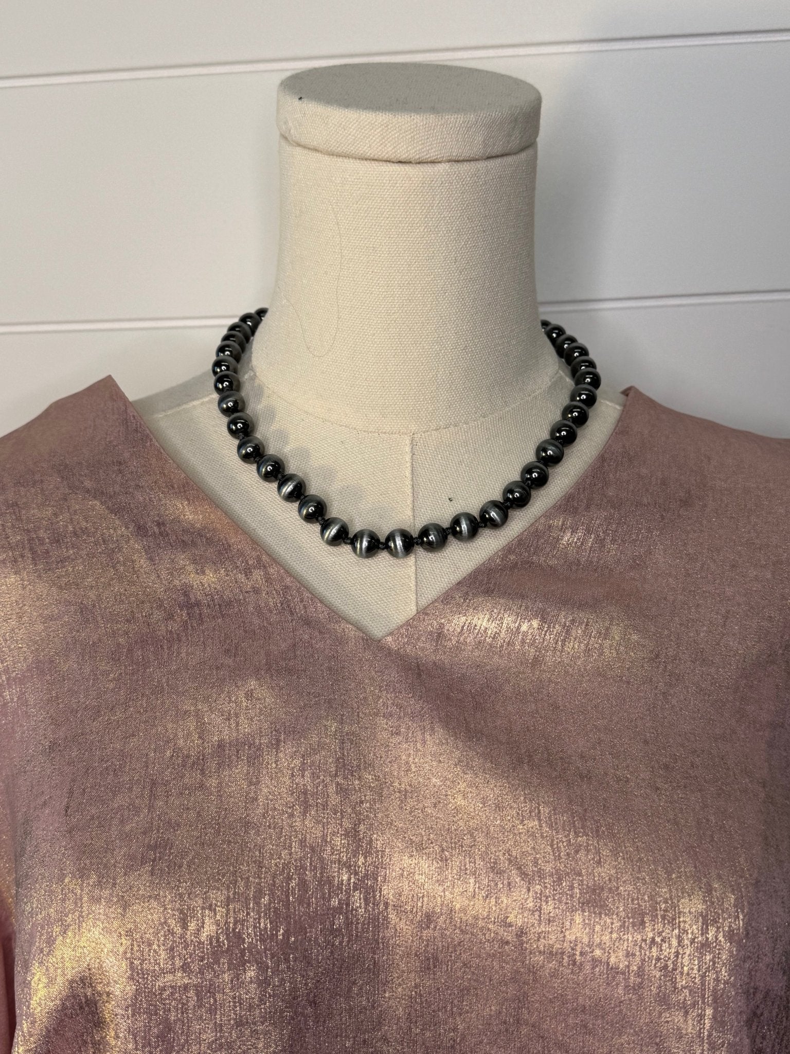 Women's Metallic Puff Sleeve Blouse