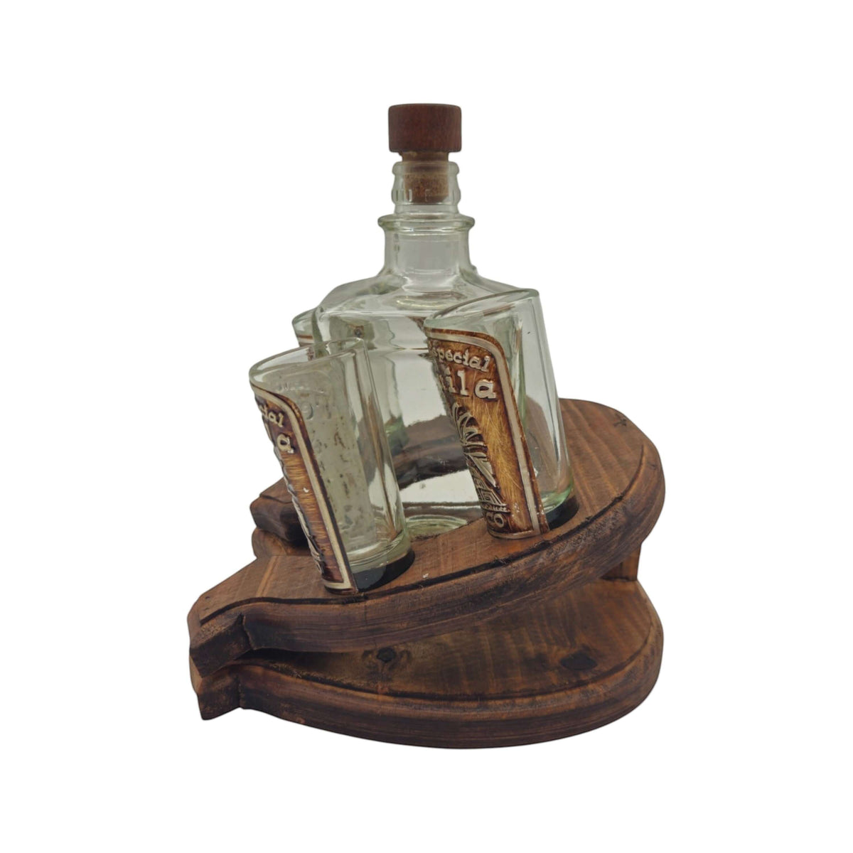 Mexican Hand-Blown Glass Decanter & 4 Shot Glasses – Horseshoe Stand