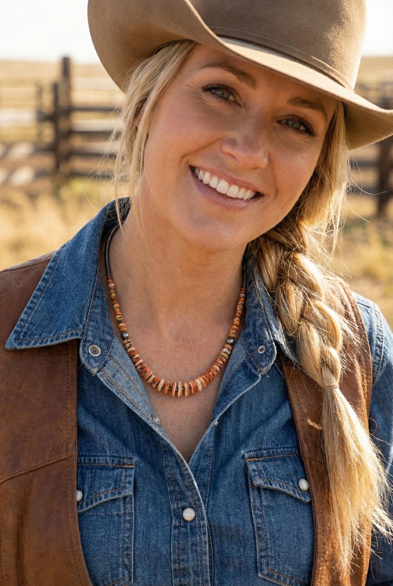 Orange & Turquoise Graduated Necklace