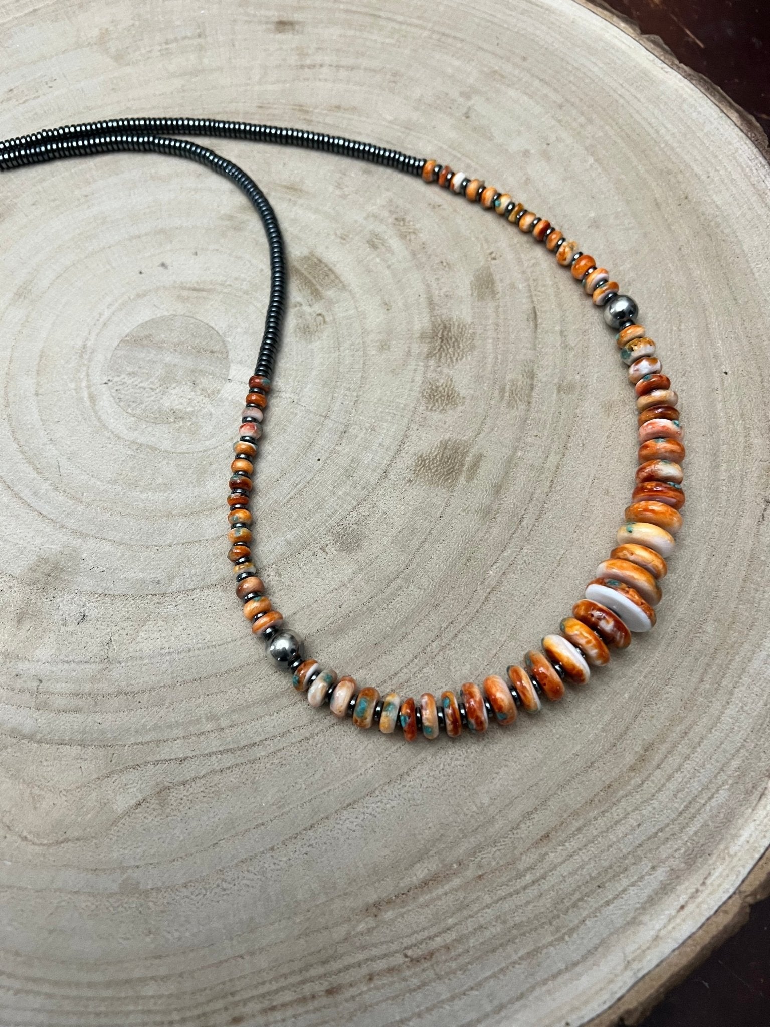 Orange & Turquoise Graduated Necklace