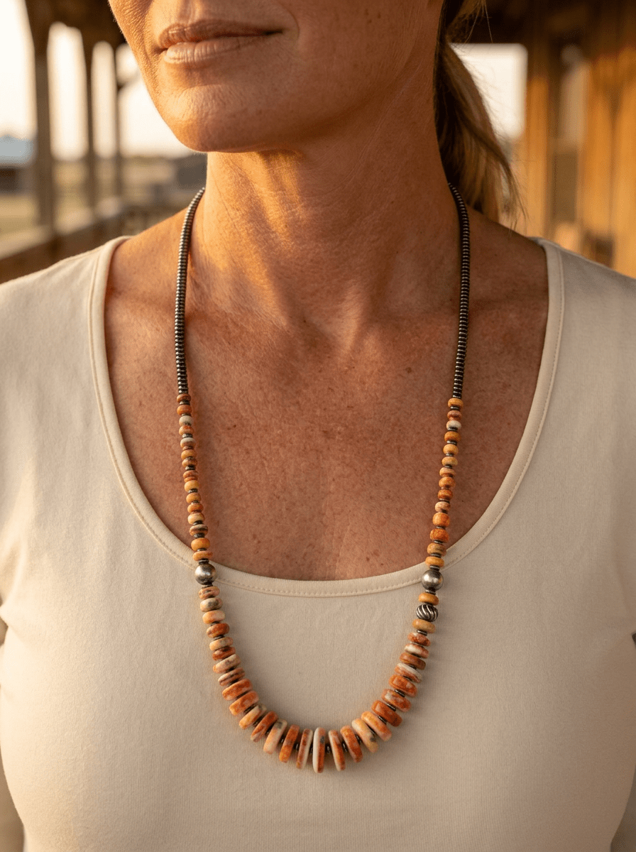 Orange & Turquoise Graduated Necklace