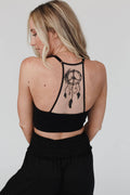 Peace Dreamcatcher Tattoo Bralette — Black