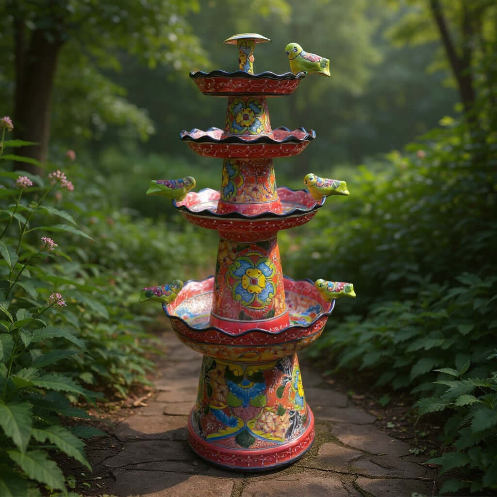 Red & Blue Talavera Tiered Fountain