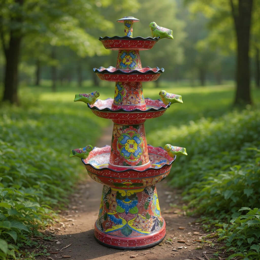 Red & Blue Talavera Tiered Fountain