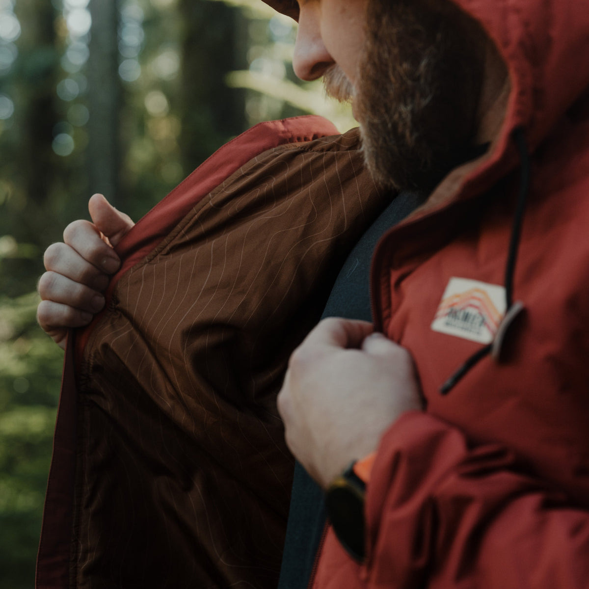 Ridgeline Quilted Hooded Jacket – Vermilion Red
