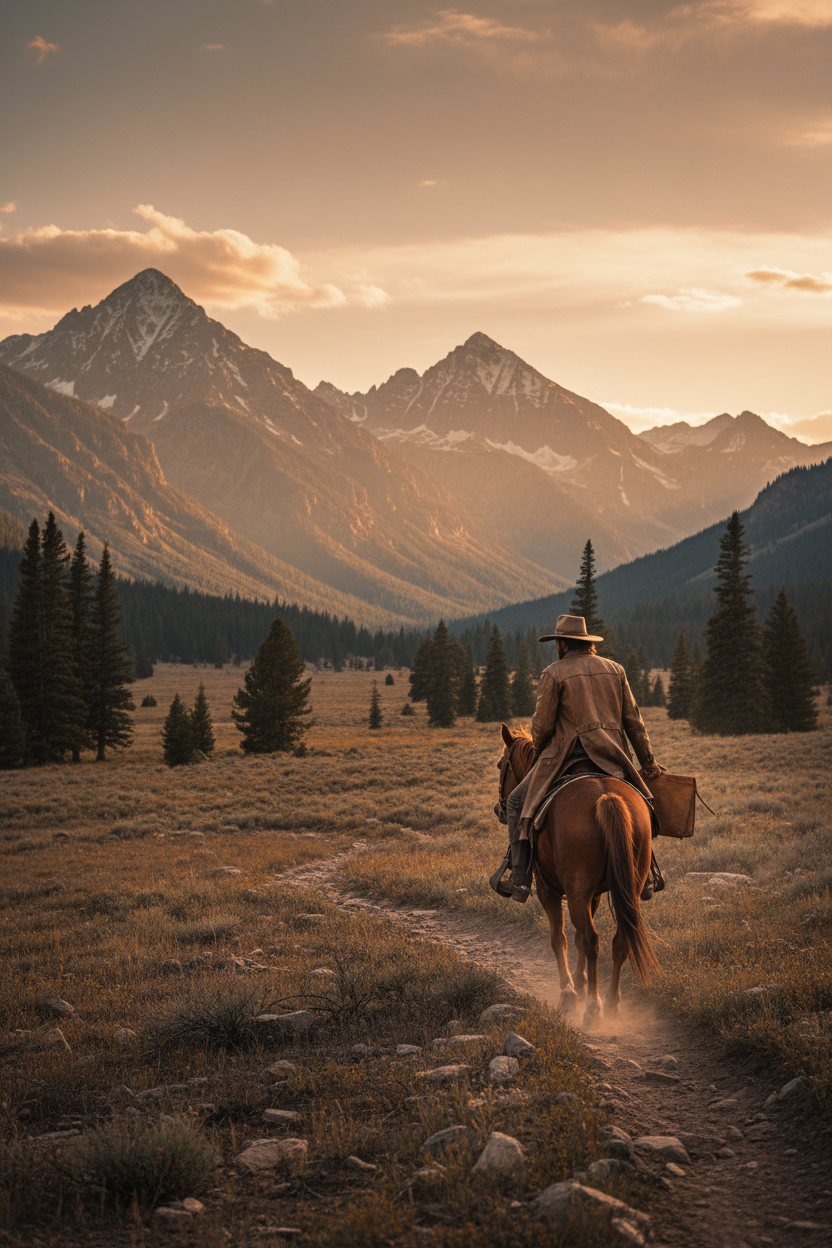 Single Colorado Cowboy on Horseback