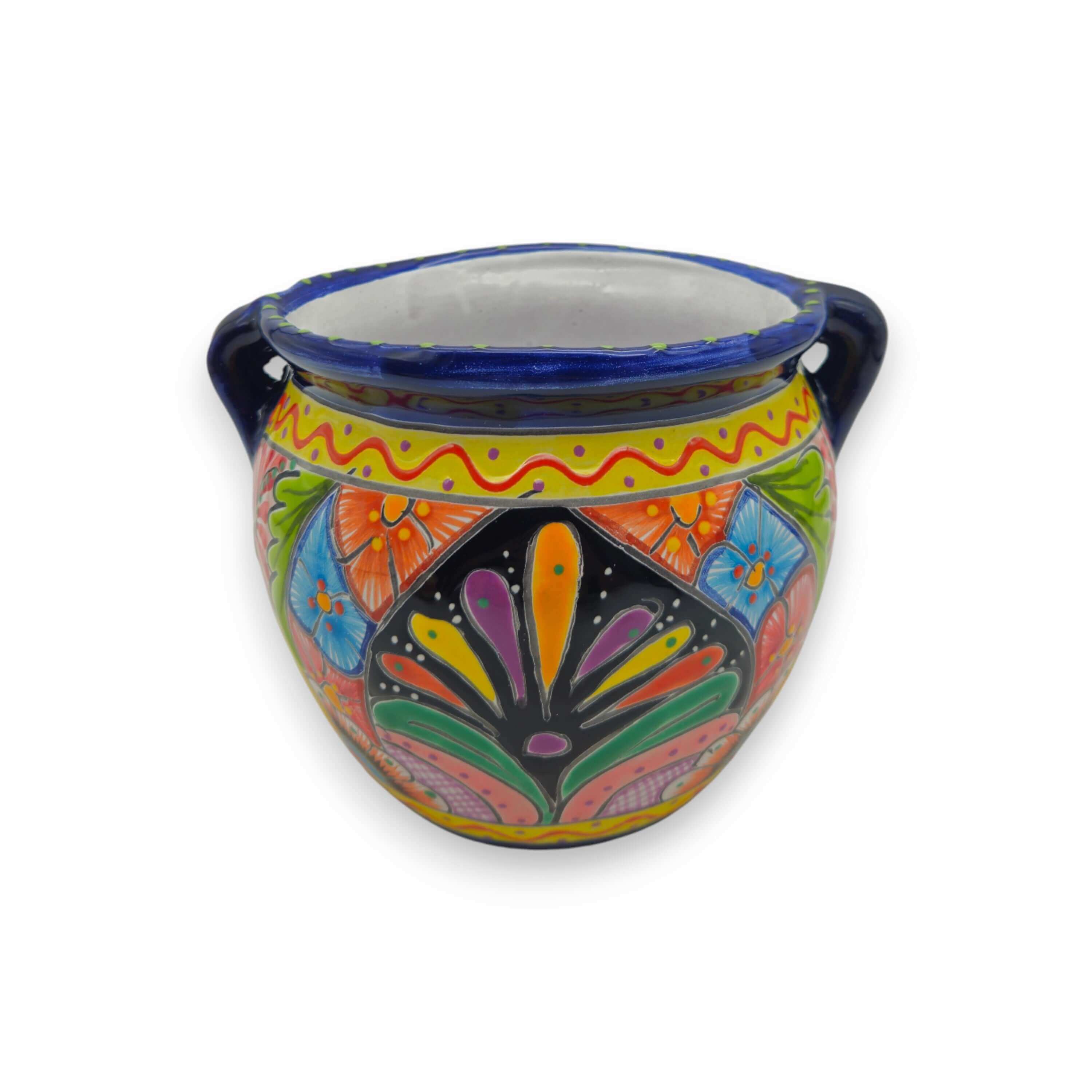 Talavera Cobalt Rim Planter Trio