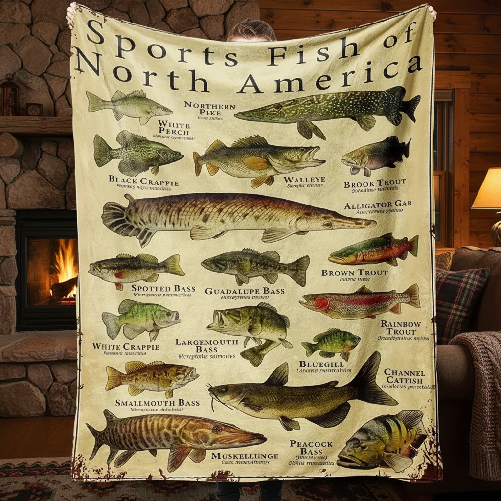 Sports Fish Blanket – Colorado Cabin Background