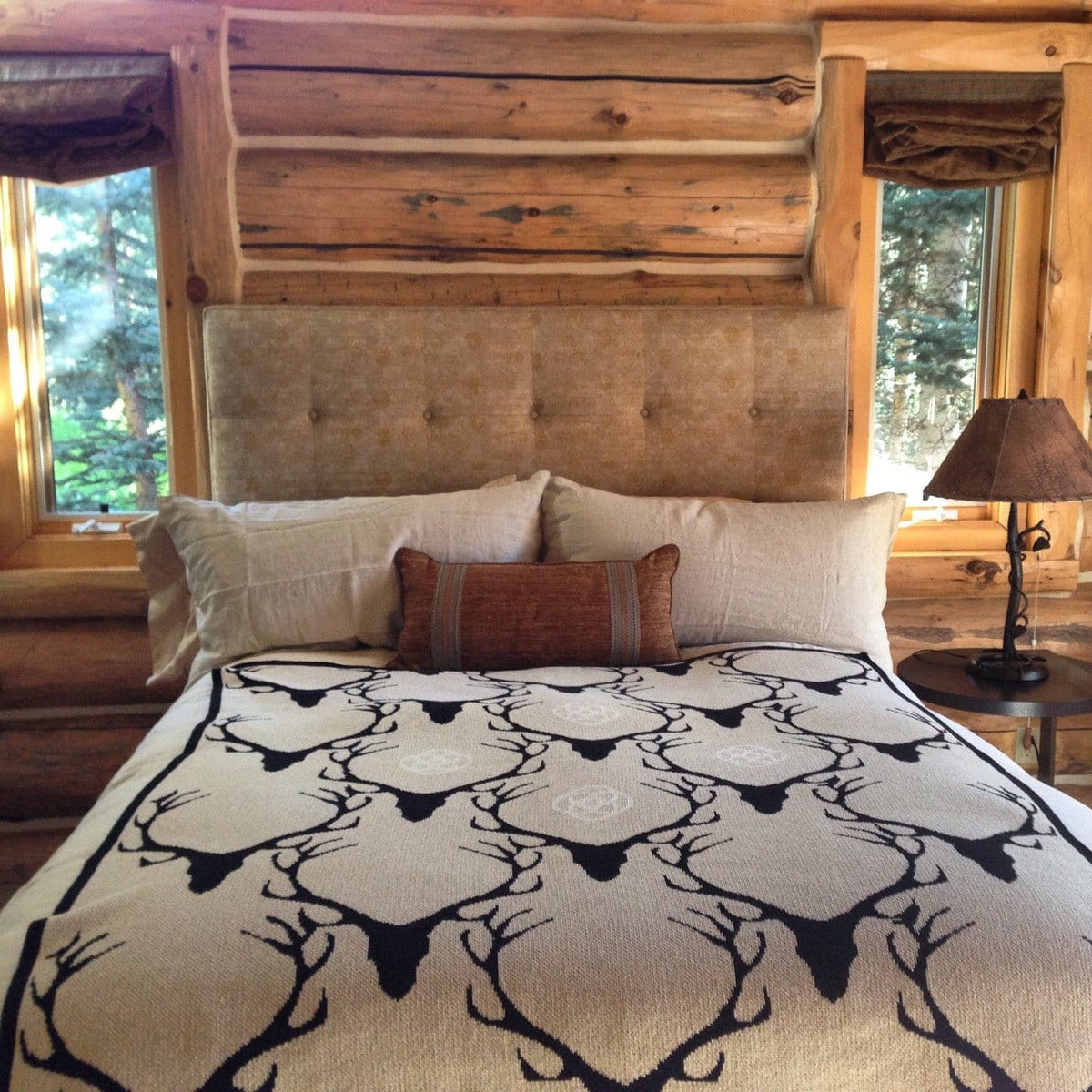 Stag Longhorn - Cotton Sustainable Knit Throw Blanket