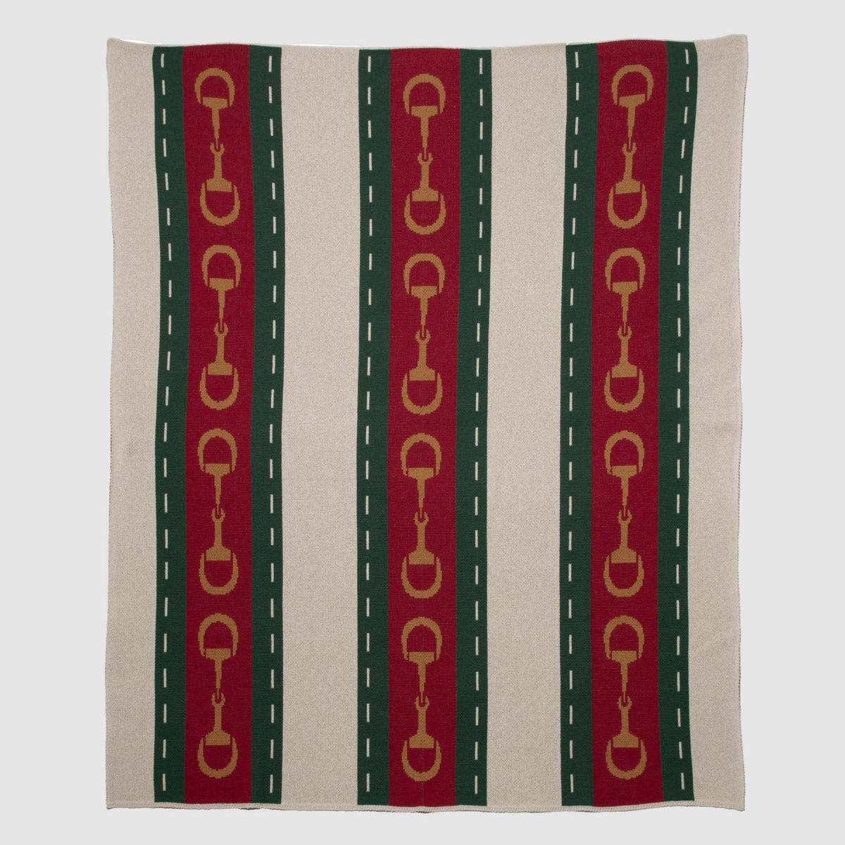 Equestrian Striped Horse Bit - Cotton Sustainable Knit Throw Blanket