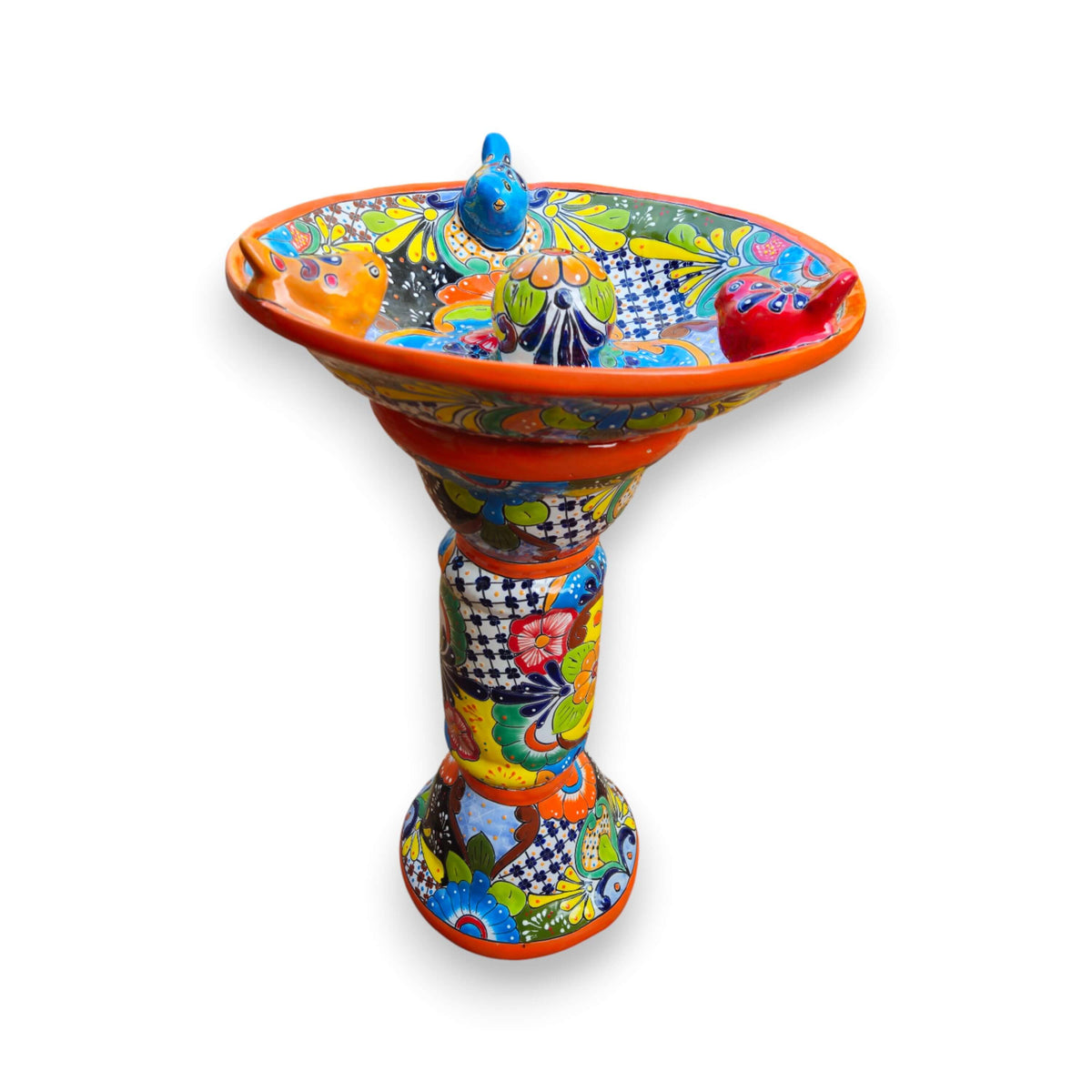 Talavera Bird Bath with Center Ball