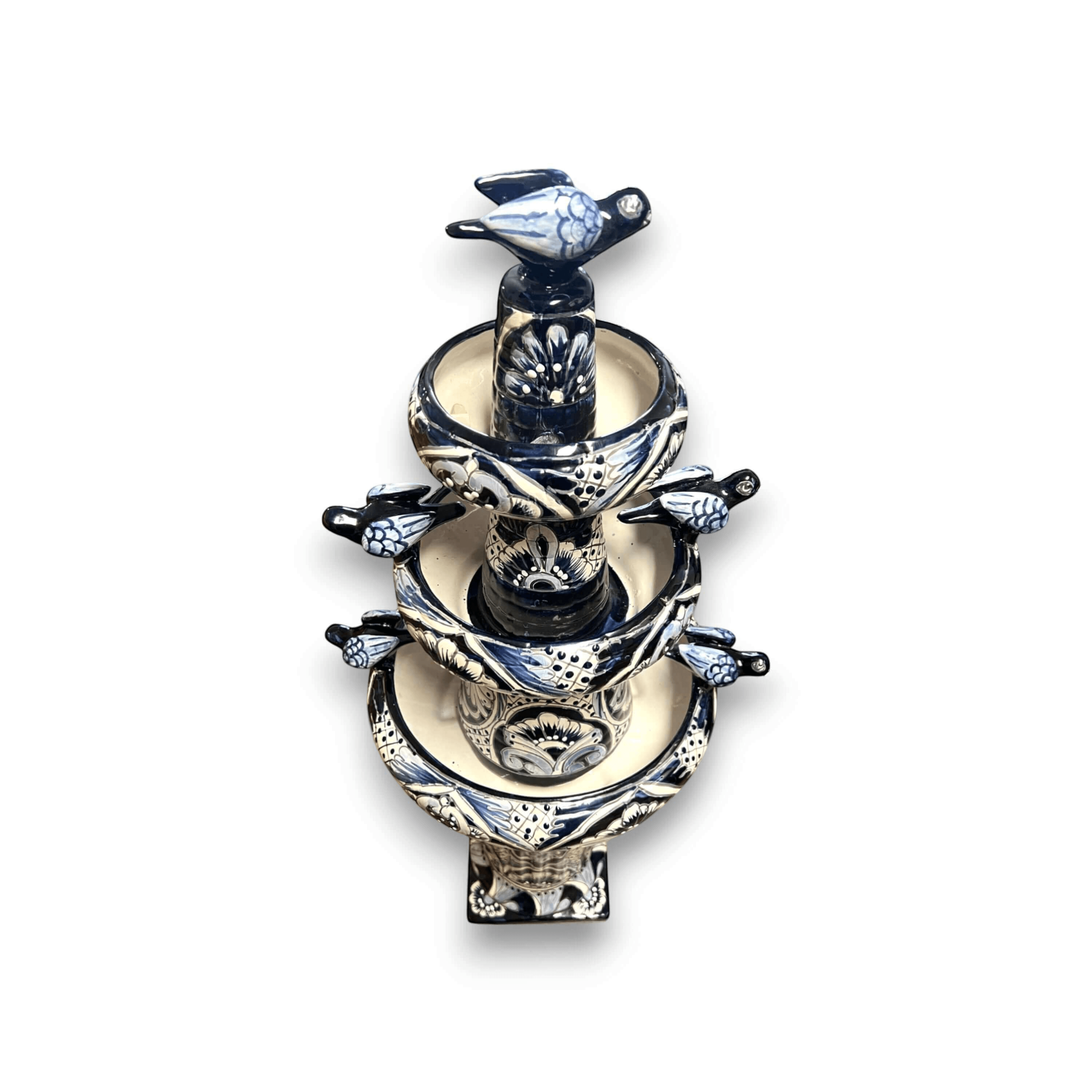 Talavera Blue & White Tiered Fountain