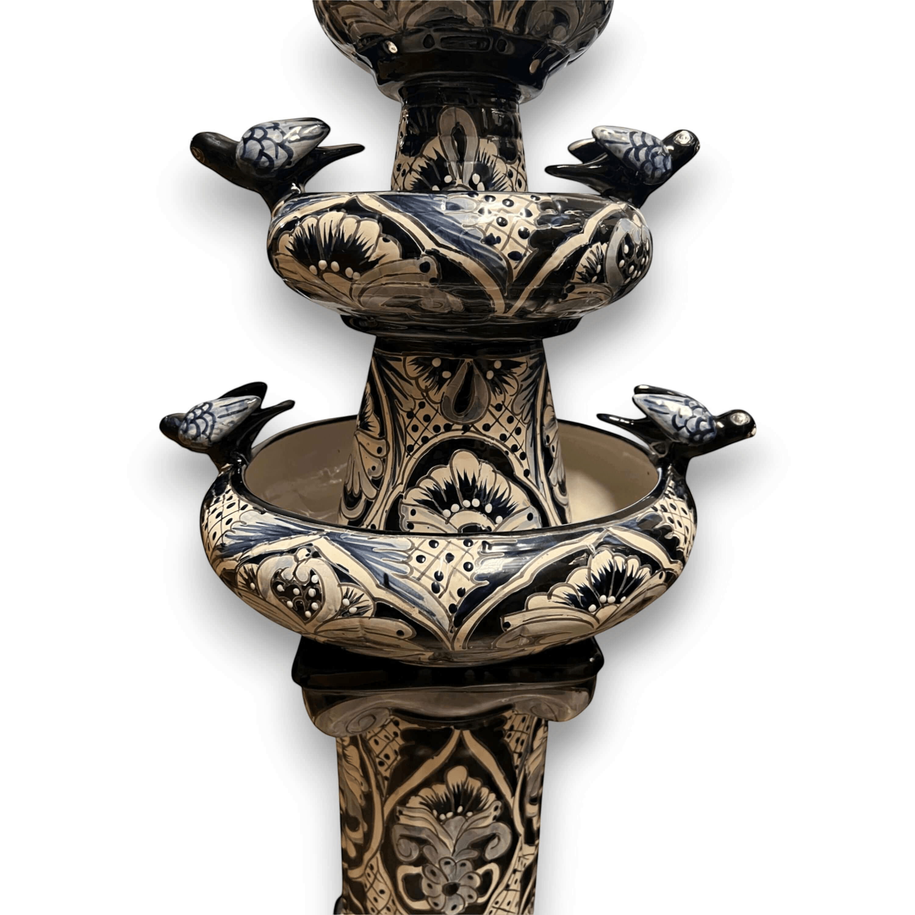 Talavera Blue & White Tiered Fountain
