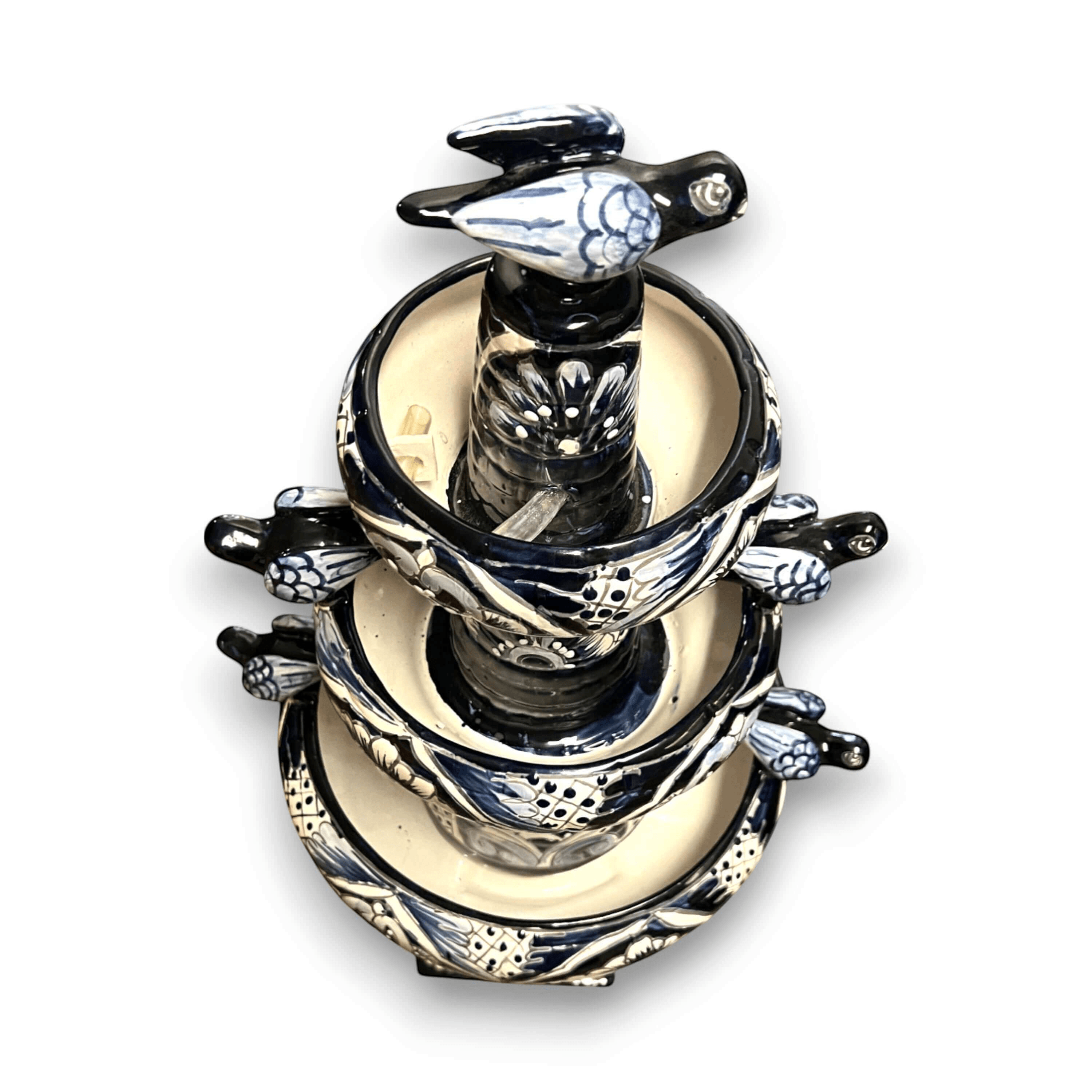 Talavera Blue & White Tiered Fountain
