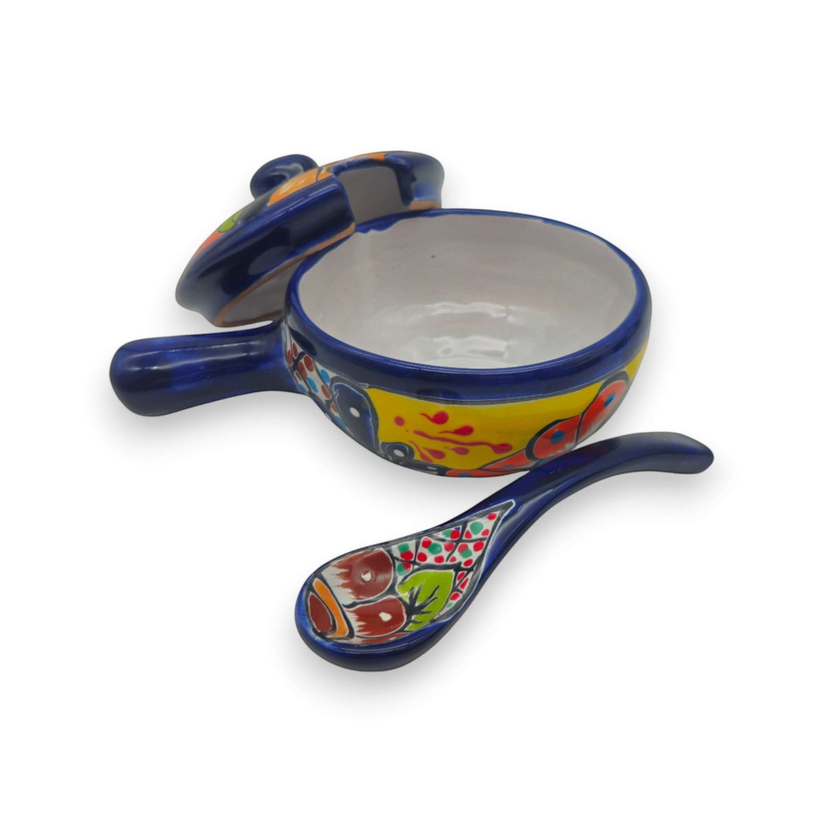 Hand-Painted Talavera Salsa Bowl with Lid