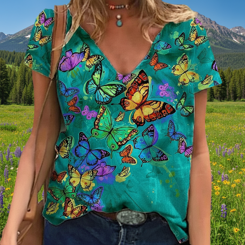 Teal Butterfly Tee Colorado Background